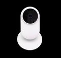 White compact IP WiFi Camera for home use isolated over black