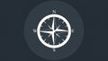 White compass rose icon with cardinal directions NSEW on a dark blue background navigation Royalty Free Stock Photo