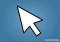 White computer cursor arrow on a blue background, outlined in Royalty Free Stock Photo