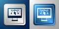 White Computer display with vector design program icon isolated on isolated on blue and grey background. Photo editor Royalty Free Stock Photo