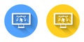 White Computer display with vector design program icon isolated on isolated with long shadow background. Photo editor Royalty Free Stock Photo