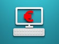 White computer icon and red euro symbol.