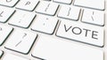 White computer keyboard and vote key. Conceptual 3D rendering Royalty Free Stock Photo