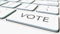 White computer keyboard and vote key, shallow focus. Conceptual 3D rendering Royalty Free Stock Photo