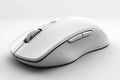 A white computer mouse with a blue button on the bottom on white background Royalty Free Stock Photo