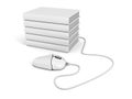 White computer mouse and books stack. e-learning concept Royalty Free Stock Photo