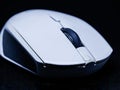 White Computer Mouse Isolated on Black Background. Close Up Mode. Royalty Free Stock Photo