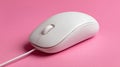 White computer mouse on a pink background. Royalty Free Stock Photo