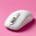 White computer mouse on a pink background. Royalty Free Stock Photo