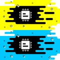 White Computer processor with microcircuits CPU icon isolated on black background. Chip or cpu with circuit board. Micro Royalty Free Stock Photo