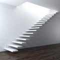 White concrete stair near a wall