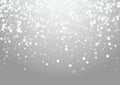 White Confetti Vector Grey Background. Overlay