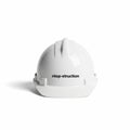 White construction hard hat with text Royalty Free Stock Photo