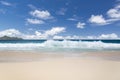 White coral beach sand and azure indian ocean.