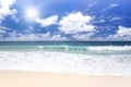 White coral sand and azure indian ocean. Royalty Free Stock Photo