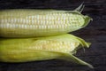 White corn or sticky corn on wood background Royalty Free Stock Photo