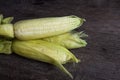 White corn or sticky corn on wood background Royalty Free Stock Photo