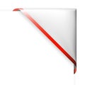 White corner ribbon with red border