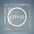 White Corona virus covid-19 icon isolated on grey background. Bacteria and germs, cell cancer, microbe, fungi. Square