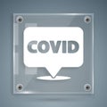 White Corona virus covid-19 on location icon isolated on grey background. Bacteria and germs, cell cancer, microbe Royalty Free Stock Photo