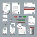 White corporate identity template with red green and blue elements. Vector company style for brandbook guideline. EPS 10