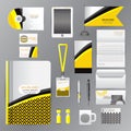 White corporate identity template with Yellow origami elements. Royalty Free Stock Photo