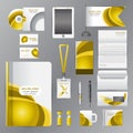 White corporate identity template with Yellow origami elements. Royalty Free Stock Photo