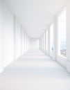 White corridor with city view