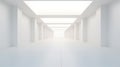 White corridor with white walls and tiled floor. 3d rendering Royalty Free Stock Photo