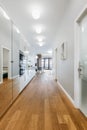 White corridor with wooden floor Royalty Free Stock Photo