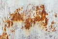 White corroded metal background. Rusty and scratched painted metal wall. Rusty metal background with streaks of rust Royalty Free Stock Photo