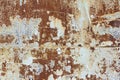 White corroded metal background. Rusty and scratched painted metal wall. Rusty metal background with streaks of rust