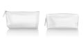 White cosmetic bag with zipper for makeup