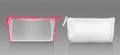 White cosmetic bag with zipper for makeup