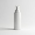 A white cosmetic bottle with a clear pump dispenser on a white background Royalty Free Stock Photo