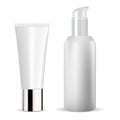 White cosmetic bottle. Cream tube vector mockup