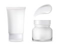 White cosmetic cream tube. Cream jar with smear Royalty Free Stock Photo