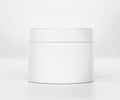 White cosmetic jar mockup with cap, Blank Box Packaging Realistic mockup template, 3d rendering isolated on light background Royalty Free Stock Photo