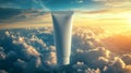 White Cosmetic Tube Floating Above Clouds At Sunset Royalty Free Stock Photo