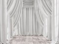 White cotton fabric curtain background 3d render Royalty Free Stock Photo