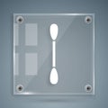 White Cotton swab for ears icon isolated on grey background. Square glass panels. Vector Royalty Free Stock Photo