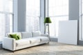 White couch and lamp in living room, poster Royalty Free Stock Photo