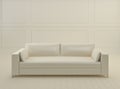 White couch in white interior.