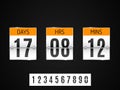 White Countdown timer with white numbers on black background.