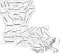 White counties map of Louisiana, USA Royalty Free Stock Photo