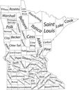 White counties map of Minnesota, USA Royalty Free Stock Photo