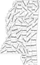 White counties map of Mississippi, USA Royalty Free Stock Photo