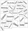 White counties map of New Mexico, USA