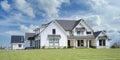 White Country Farmhouse Mansion New Home House Chilliwack Canada Fluffy Clouds Royalty Free Stock Photo