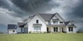 White Country Farmhouse Mansion New Home House Chilliwack Canada Stormy Clouds Royalty Free Stock Photo